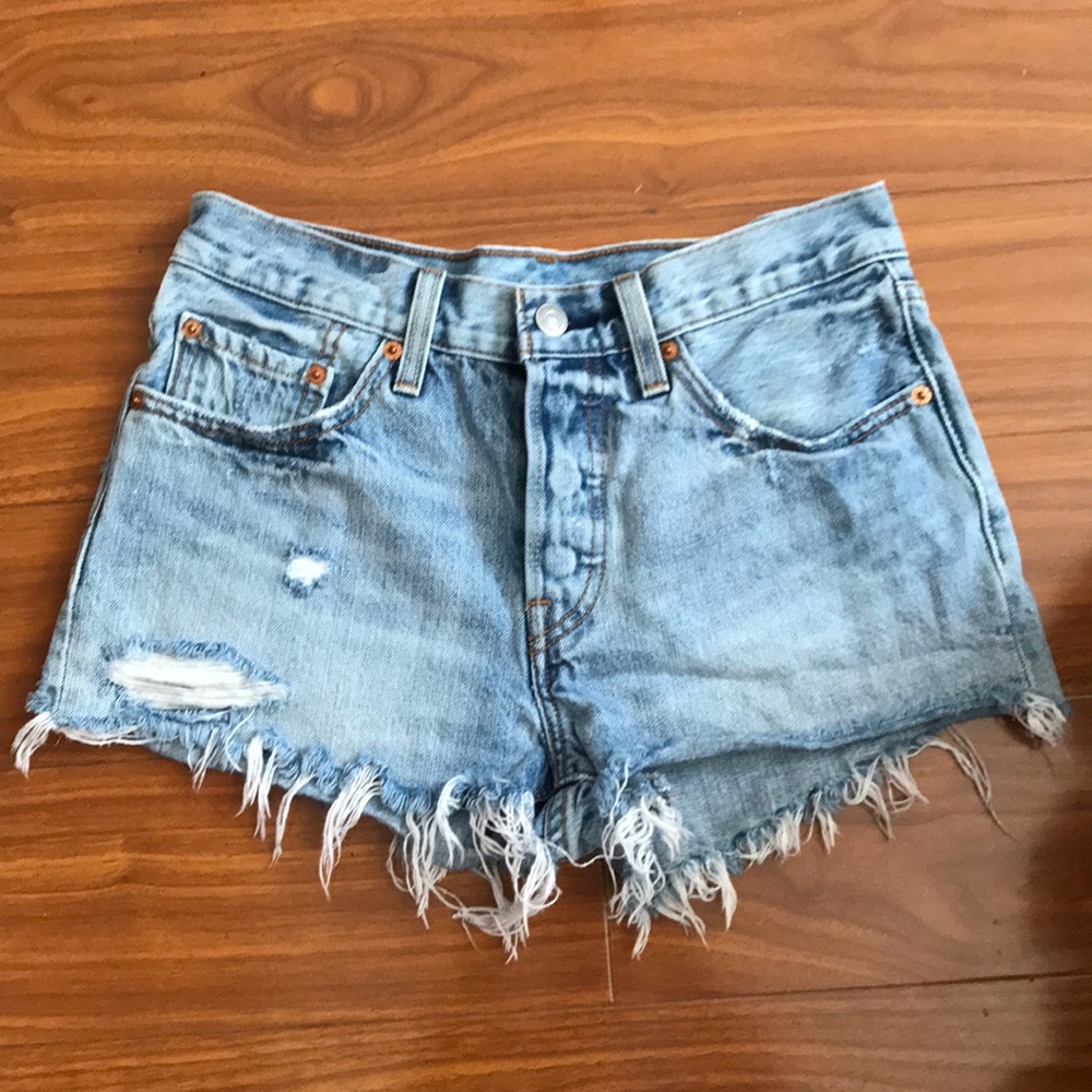 Levi’s Distressed High Waisted Denim Shorts